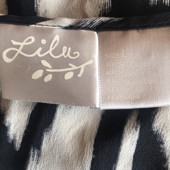 Lilu 100% Silk Blouse With Front Side Pocket Size Large - Picture 4 of 5